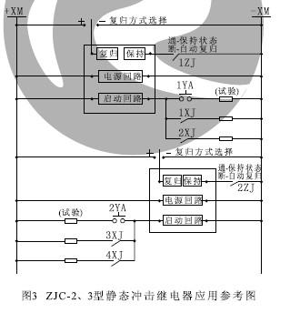 ZJC-2、ZJC-3型靜態(tài)沖擊繼電器應用參考圖