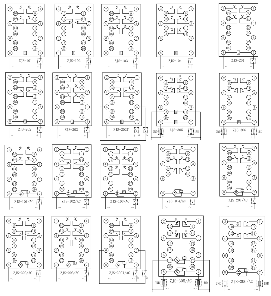 ZJS-231延時中間繼電器內部接線圖