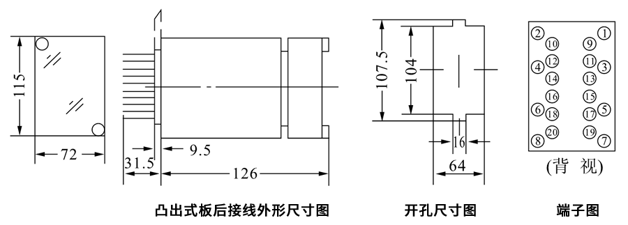 DZK-226凸出式板后接線安裝尺寸圖