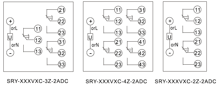 SRY-220VAC-2Z-2ADC內部接線圖
